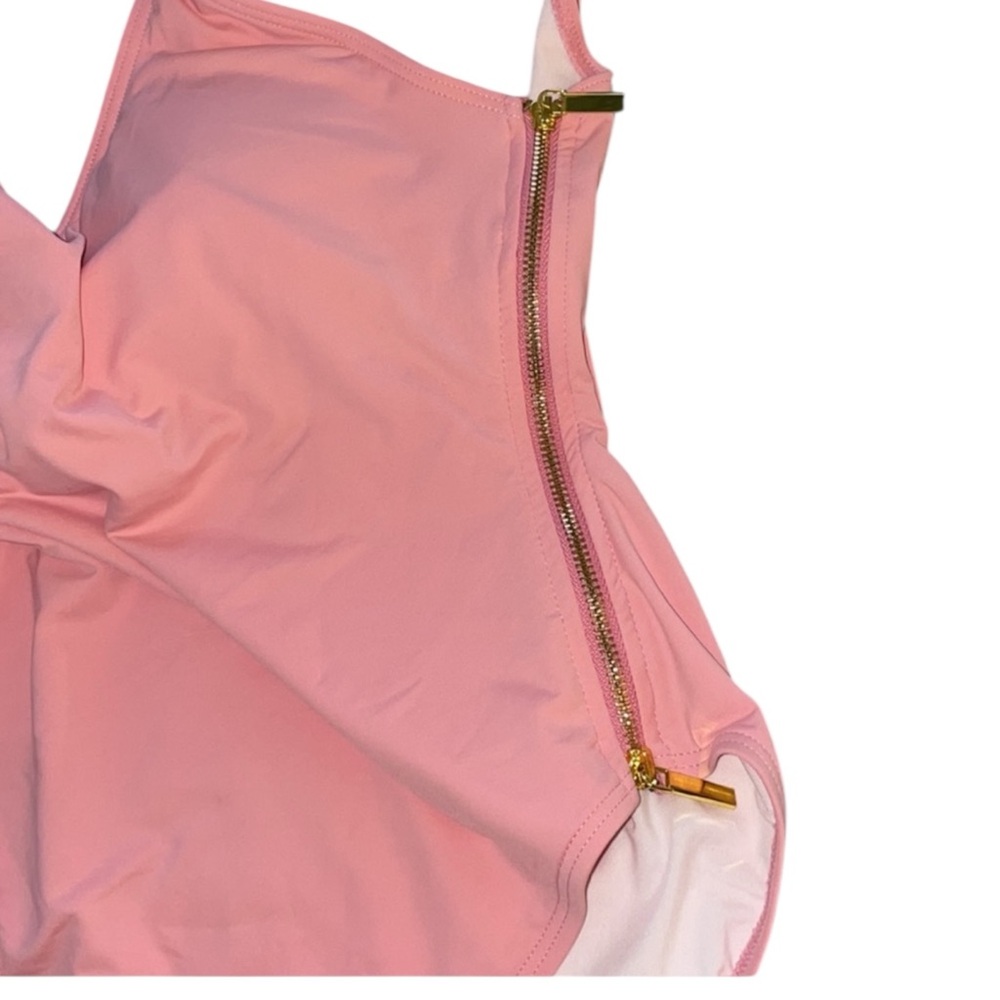 CARMEN MARC VALVO Season Cruise U-Back Side-Zip Swimsuit in Soft Pink Size 14 - Picture 6 of 16
